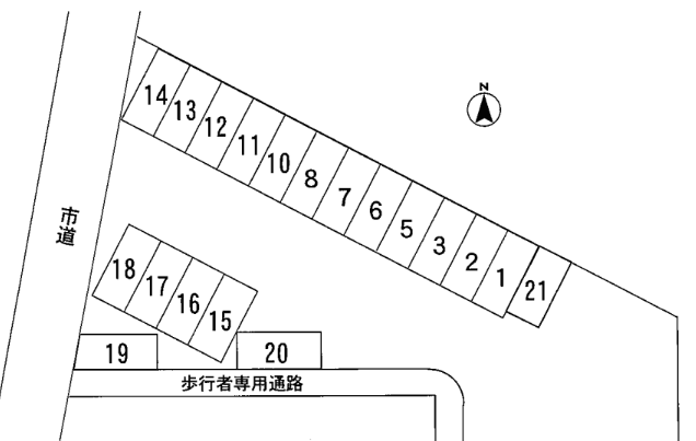 窪田第２駐車場の駐車配置図