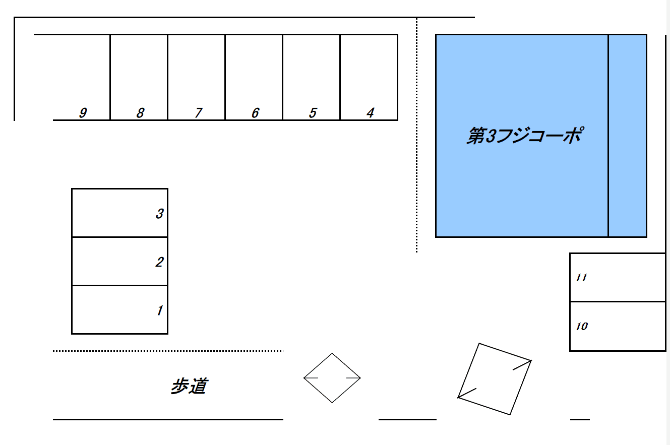 第3フジコーポ駐車場の駐車配置図