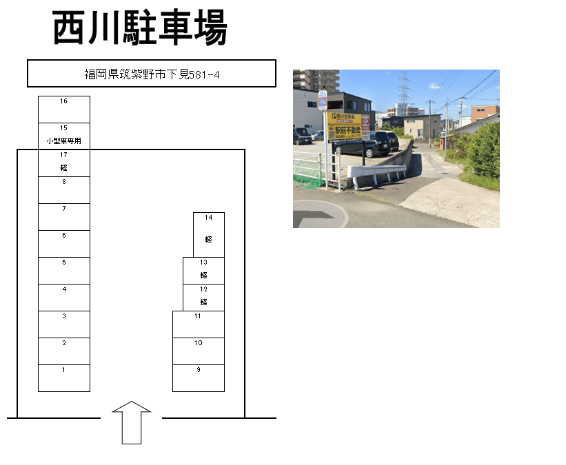 西川駐車場の駐車配置図