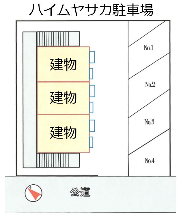 ハイムヤサカ駐車場の駐車配置図