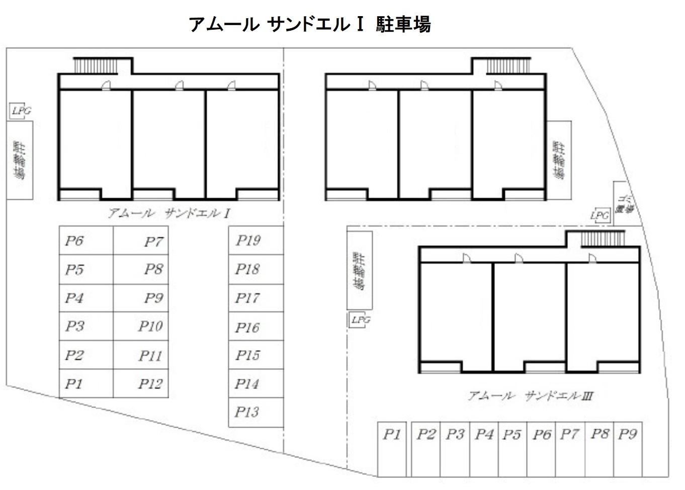アムール サンドエルⅠ 駐車場の駐車配置図