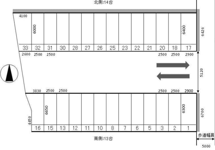 西岩田小林モータープールの駐車配置図
