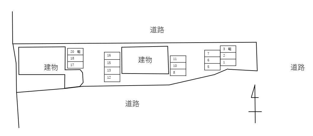 レーゲンボーゲンＡ・Ｂ別駐車場の駐車配置図