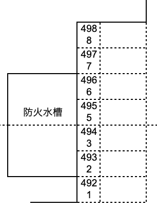 防火水槽横駐車場の駐車配置図