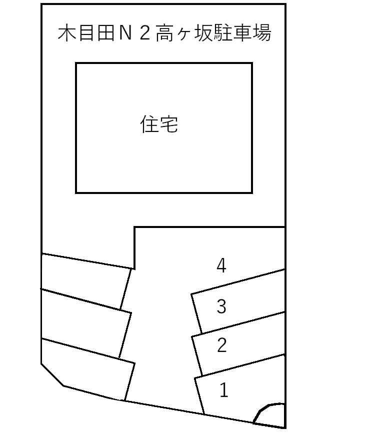 木目田Ｎ２高ヶ坂駐車場の駐車配置図