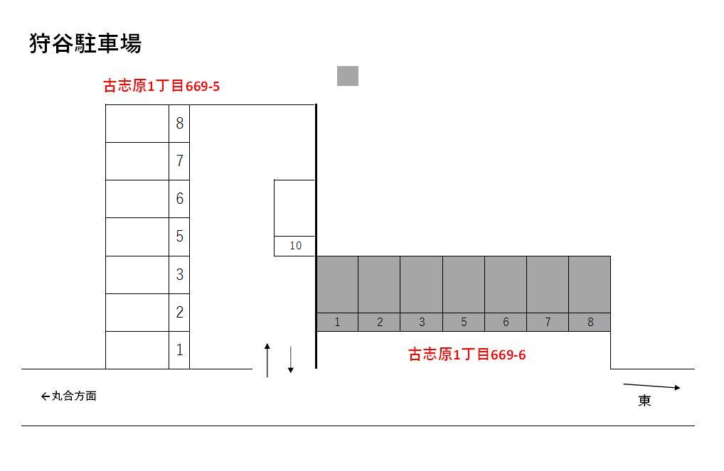 狩谷駐車場（669-5）の駐車配置図