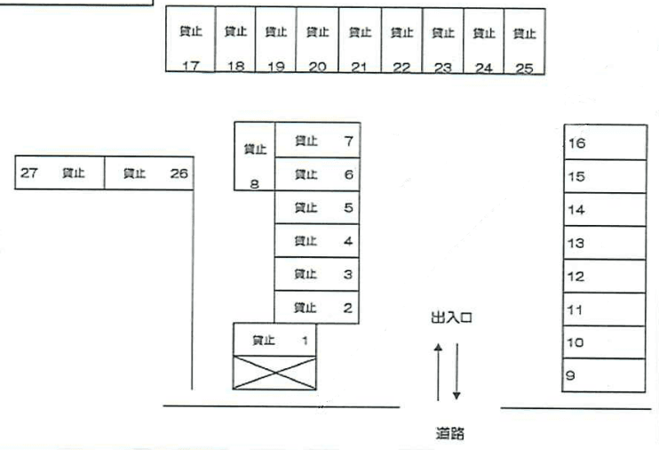 第二七北田日野駐車場の駐車配置図