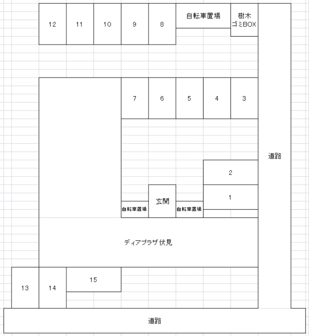 ディアプラザ伏見の駐車配置図