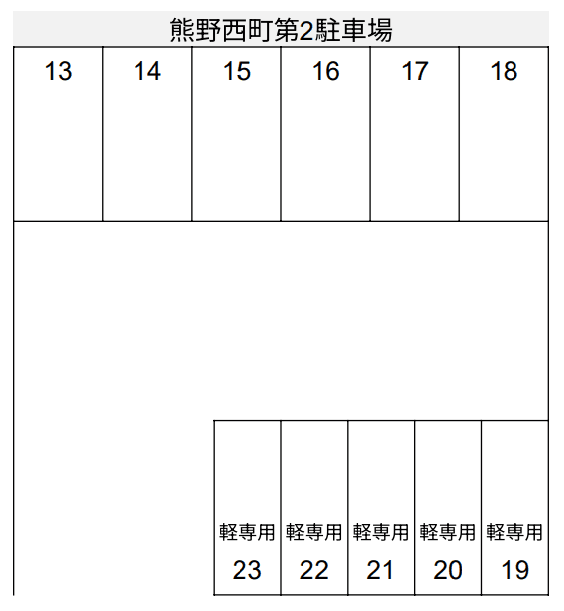 熊野西町第1駐車場の駐車配置図