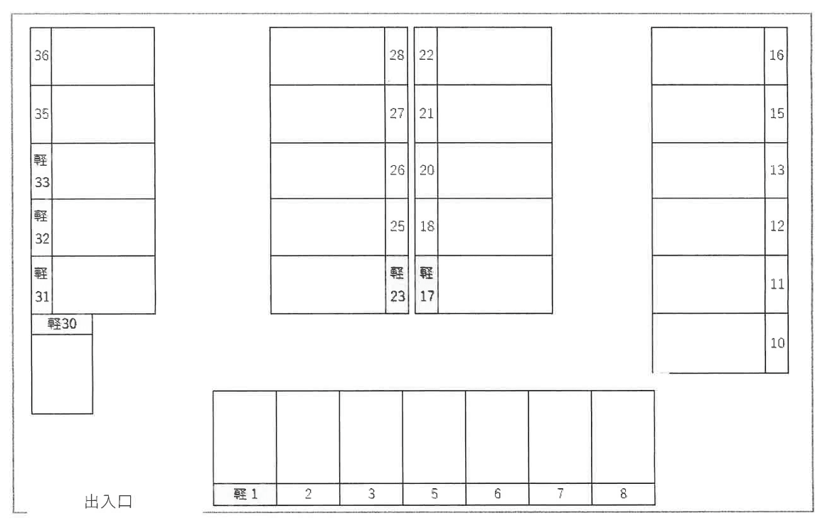 箱作　宮モータープールの駐車配置図