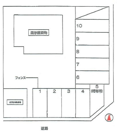 中在家パーキングの駐車配置図
