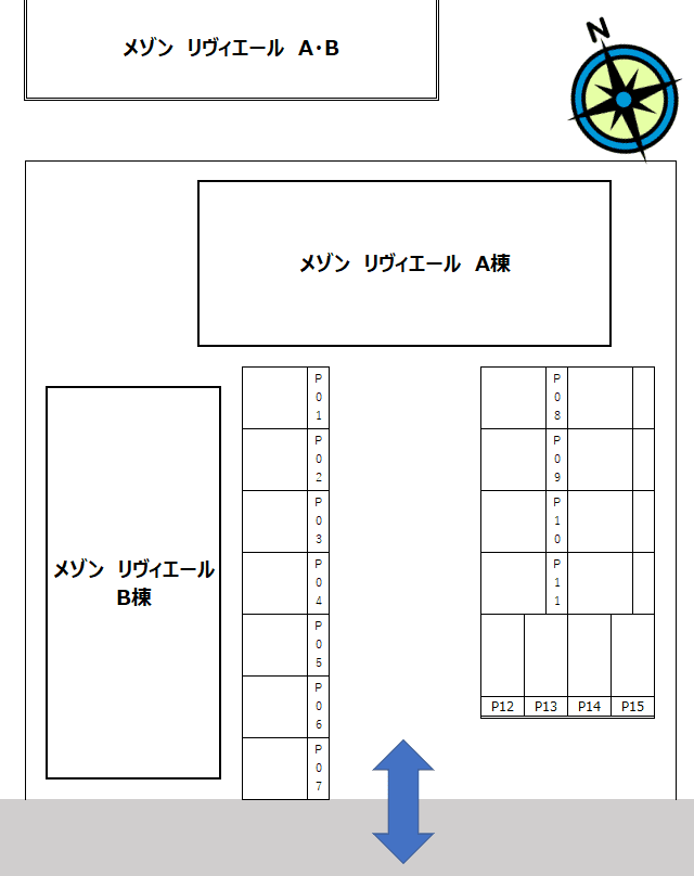 メゾン　リヴィエール　A・Bの駐車配置図