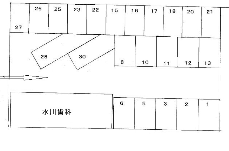 水川ガレージの駐車配置図