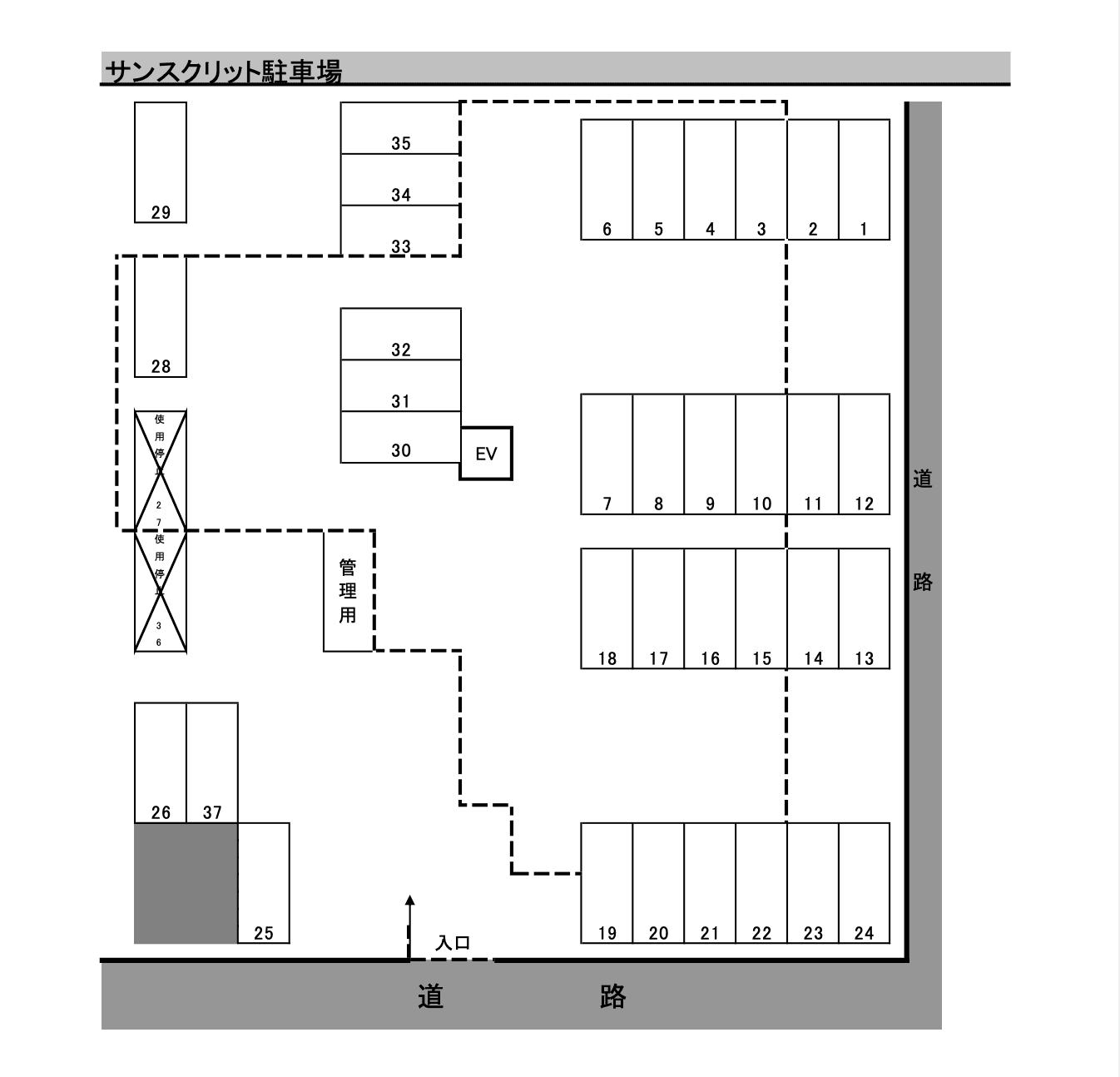 ｻﾝｽｸﾘｯﾄの駐車配置図