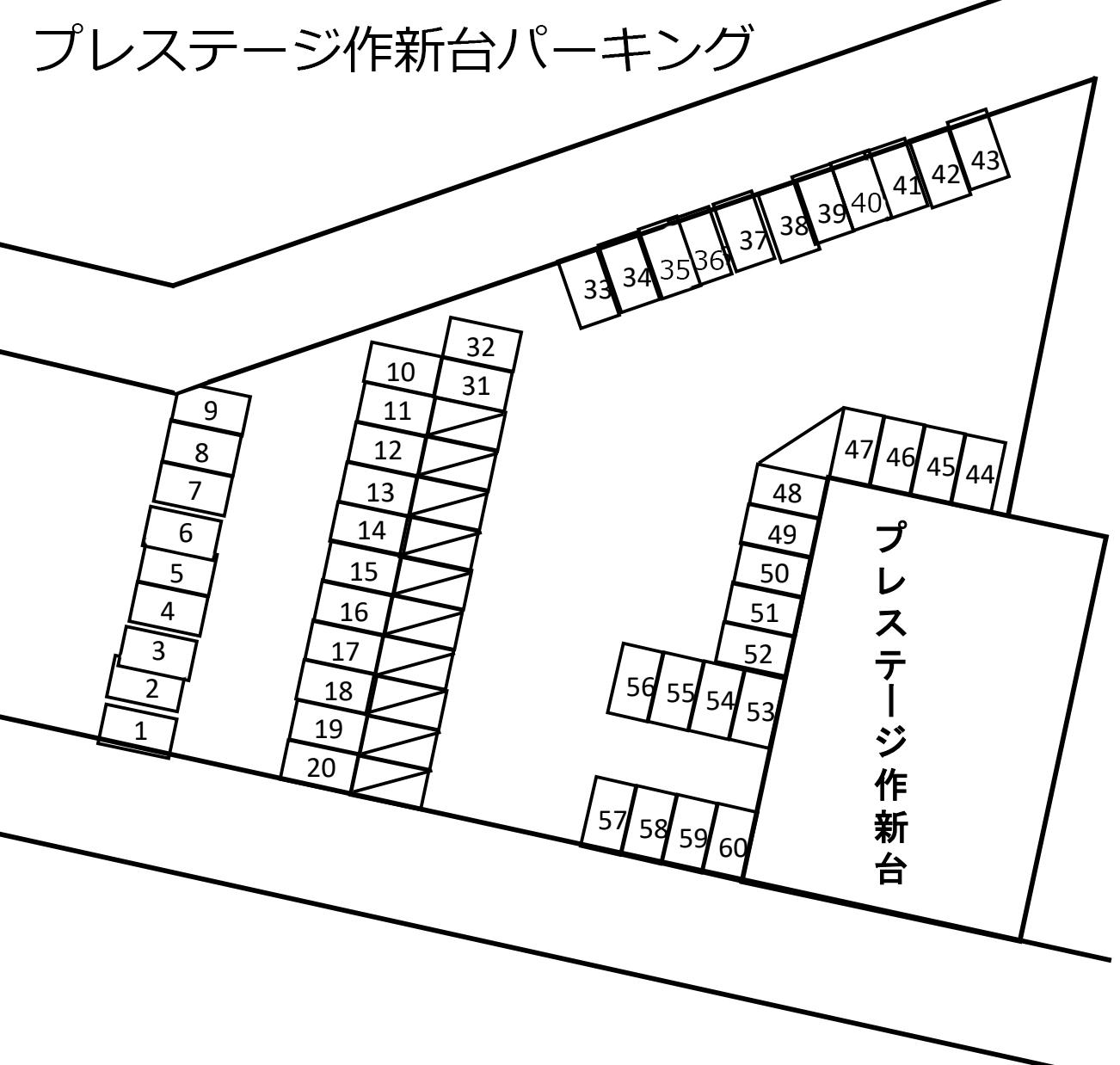 プレステージ作新台パーキングの駐車配置図