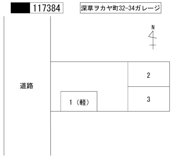 深草ヲカヤ町32-34ガレージの駐車配置図