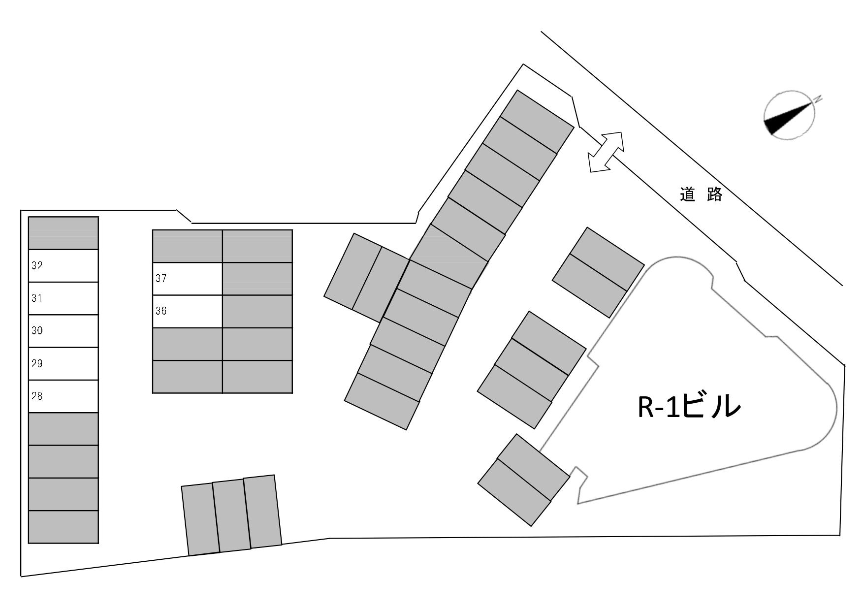R-1ビル月極駐車場の駐車配置図