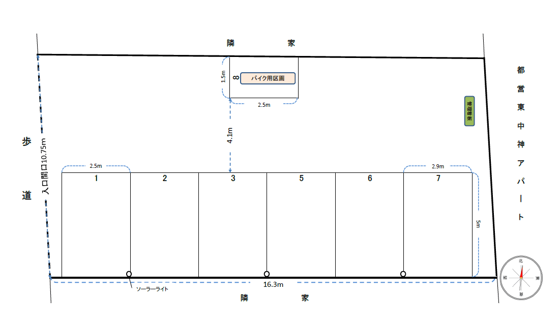 Ｔ月極駐車場の駐車配置図