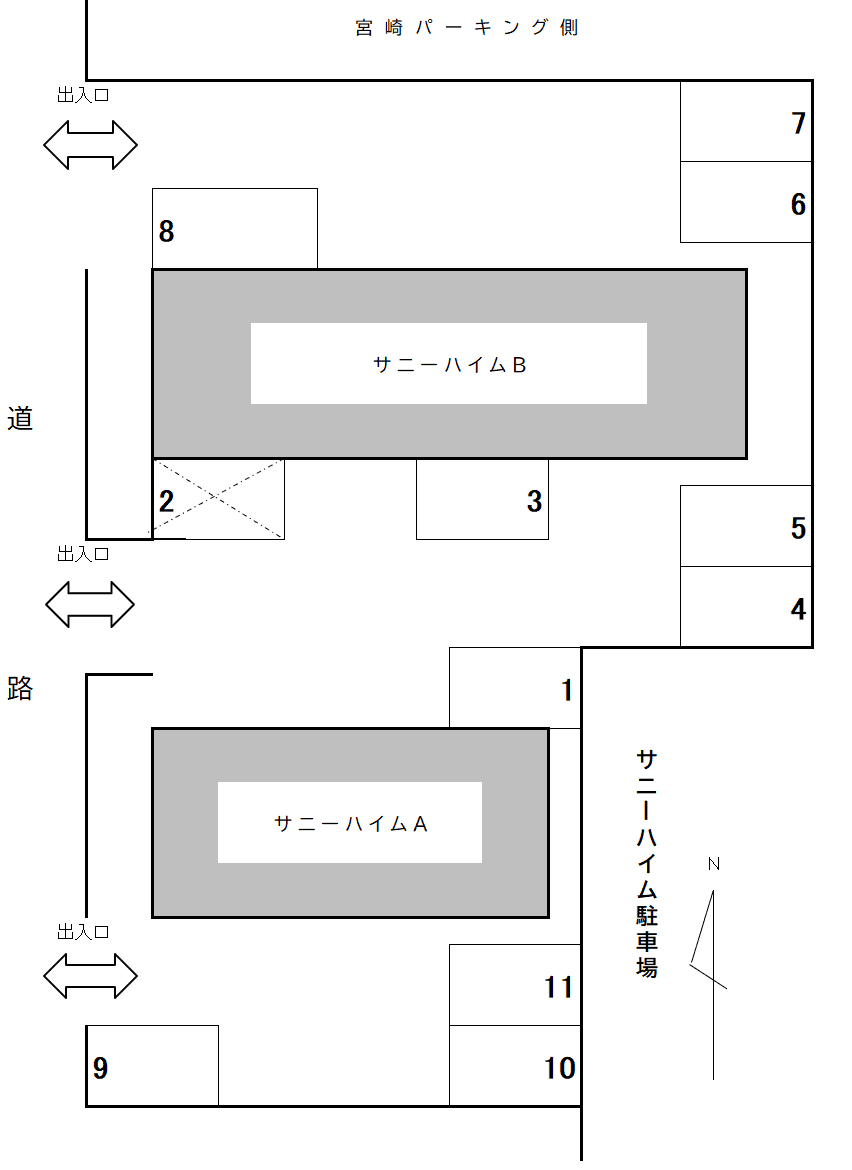サニーハイムＡの駐車配置図