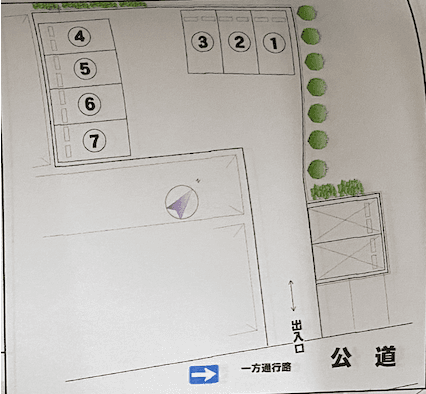 町谷原第２駐車場の駐車配置図