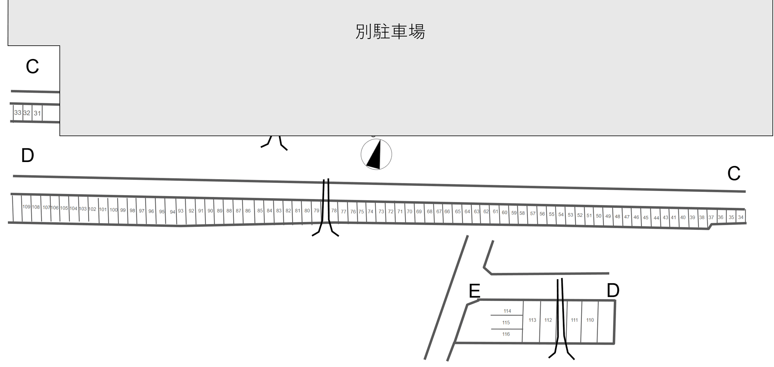 西部駐車場の駐車配置図