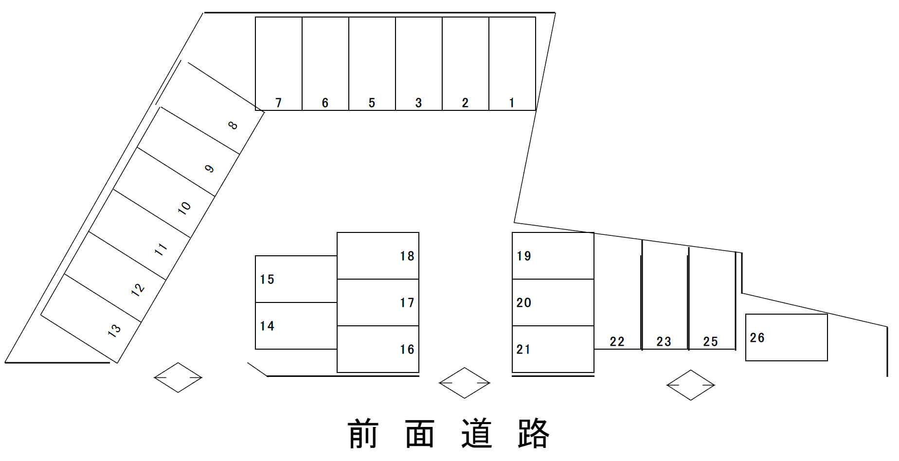 万石駐車場の駐車配置図