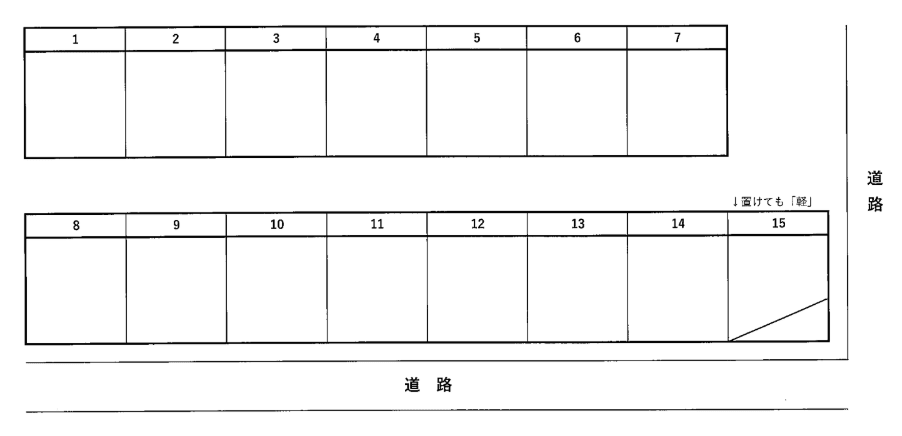 木曽駐車場の駐車配置図