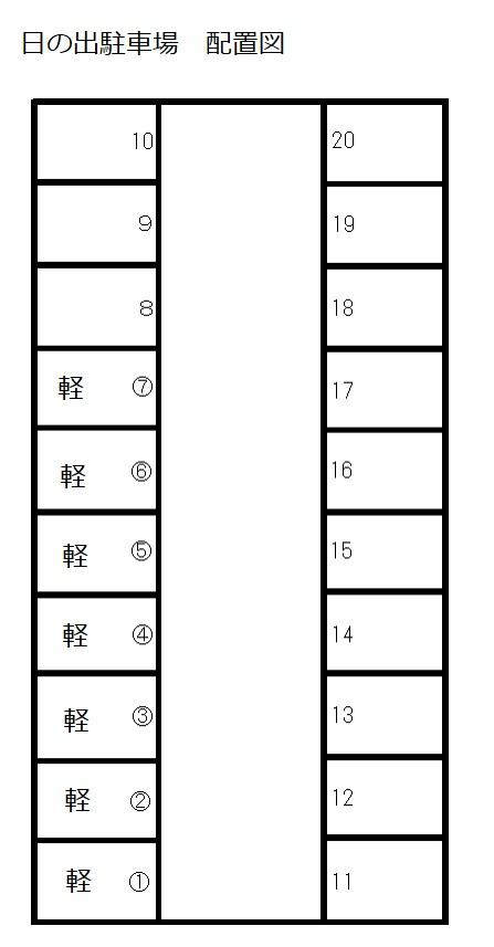 日の出駐車場の駐車配置図