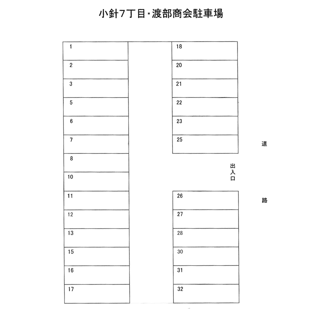 小針７丁目渡部商会駐車場の駐車配置図
