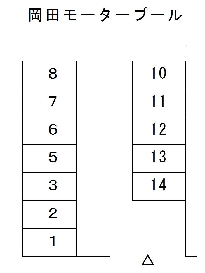 岡田モータープールの駐車配置図