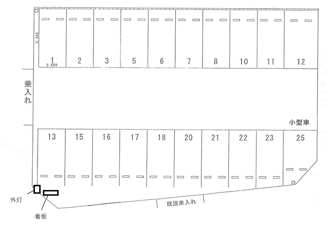 美里6丁目6-10月極駐車場の駐車配置図