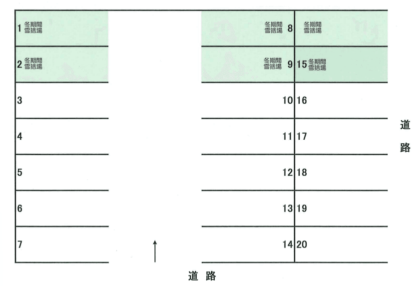 本郷通1丁目南17駐車場の駐車配置図