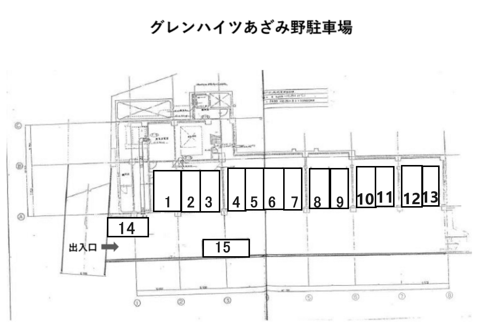 グレンハイツあざみ野駐車場（入居者専用）の駐車配置図