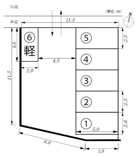 東仙３駐車場の駐車配置図
