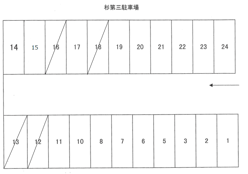 杉第三駐車場の駐車配置図