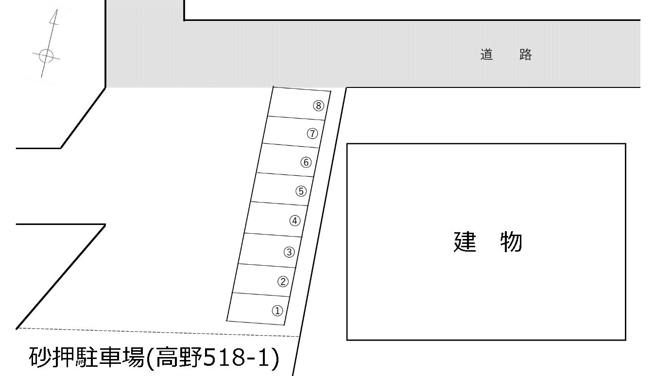 砂押駐車場(高野518-1)の駐車配置図