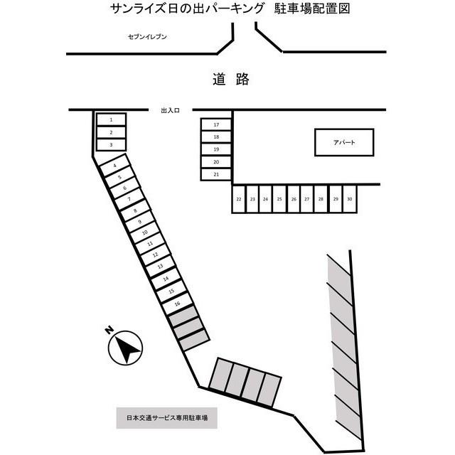 サンライズ日の出パーキングの駐車配置図