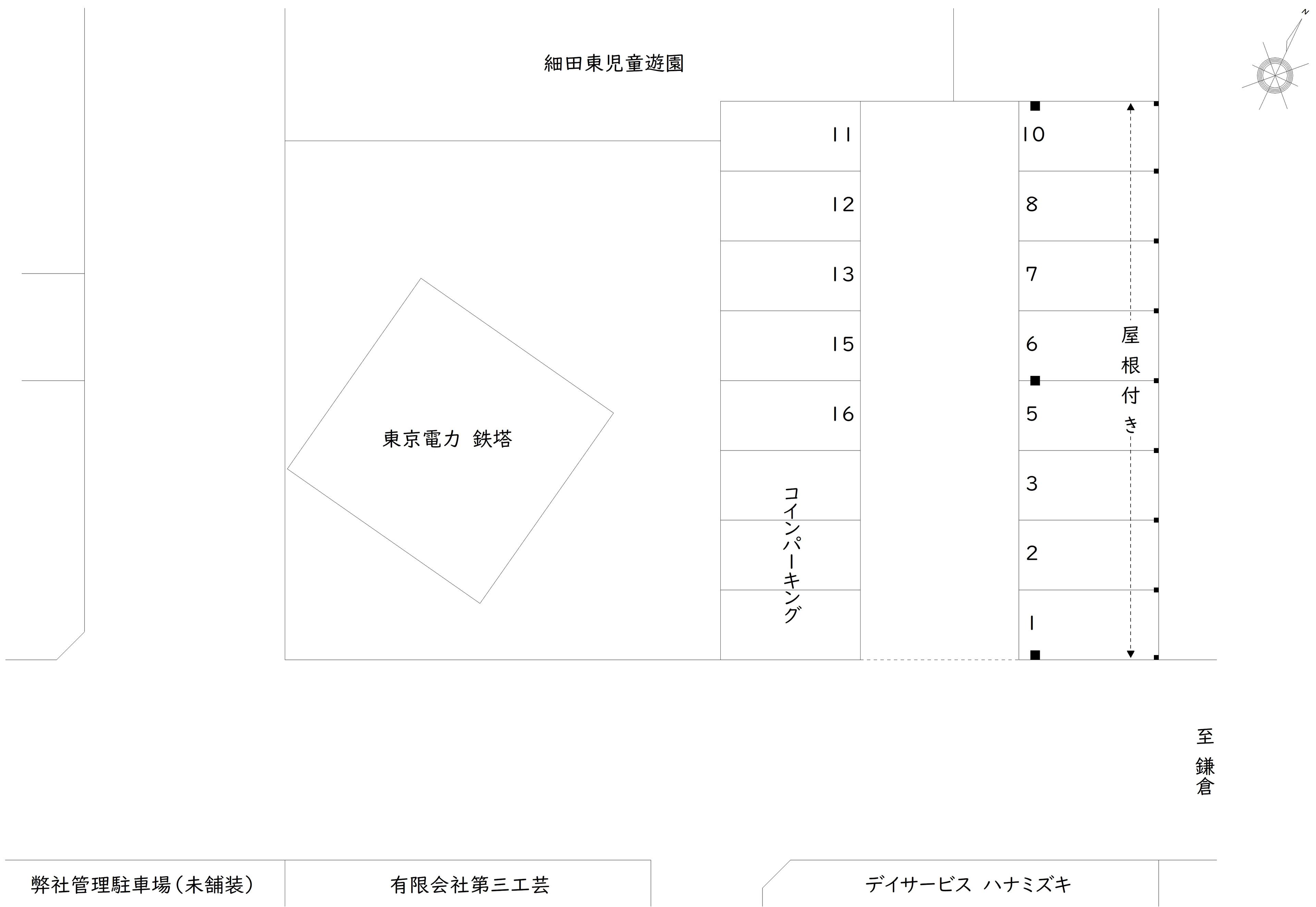 細田4-39 駐車場の駐車配置図