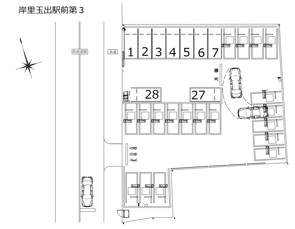 岸里玉出駅前第３の駐車配置図