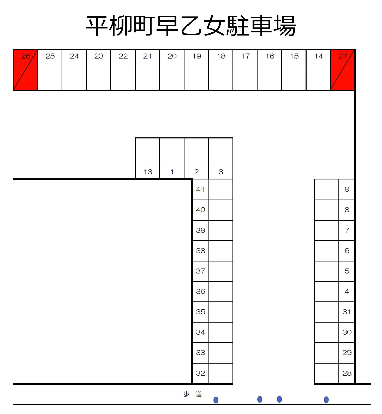 平柳町早乙女駐車場の駐車配置図