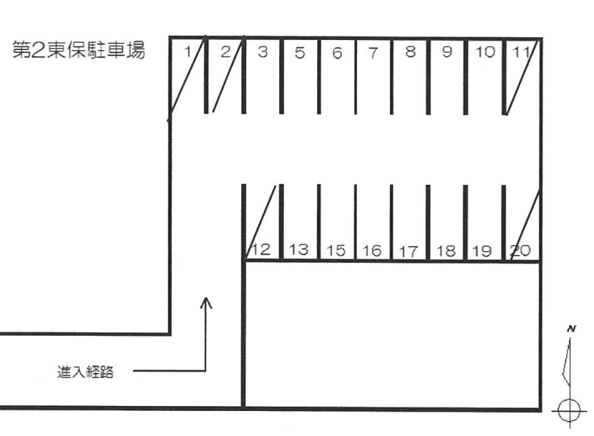 第2東保パーキングの駐車配置図