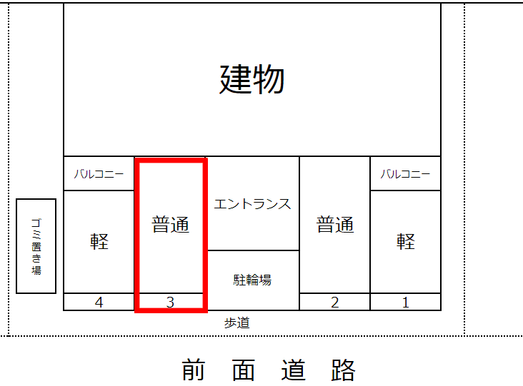 sorrico reciente姪浜　敷地内駐車場の駐車配置図