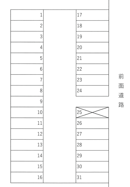 富山市根塚町二丁目２－８駐車場の駐車配置図
