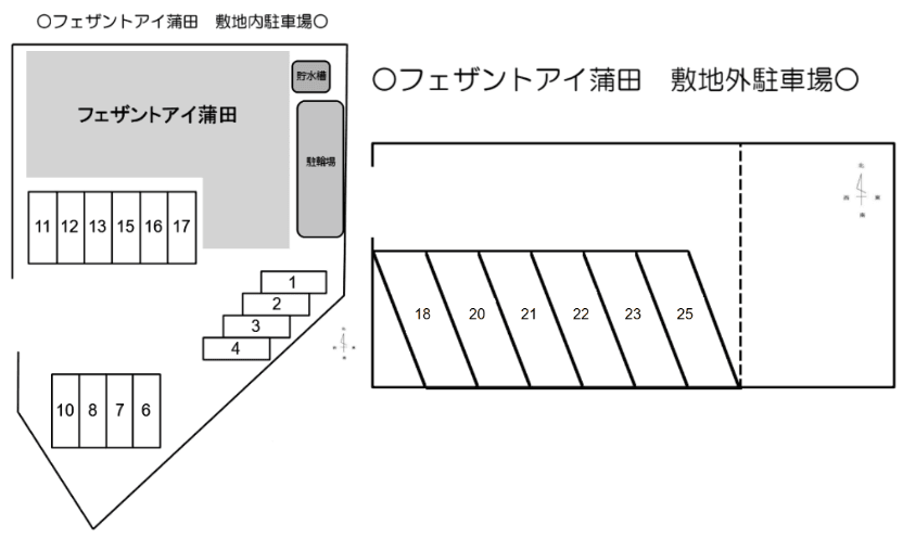 フェザントアイ蒲田の駐車配置図