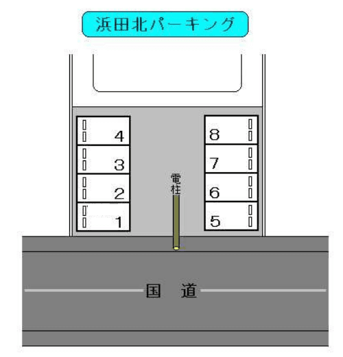 浜田北パーキングの駐車配置図