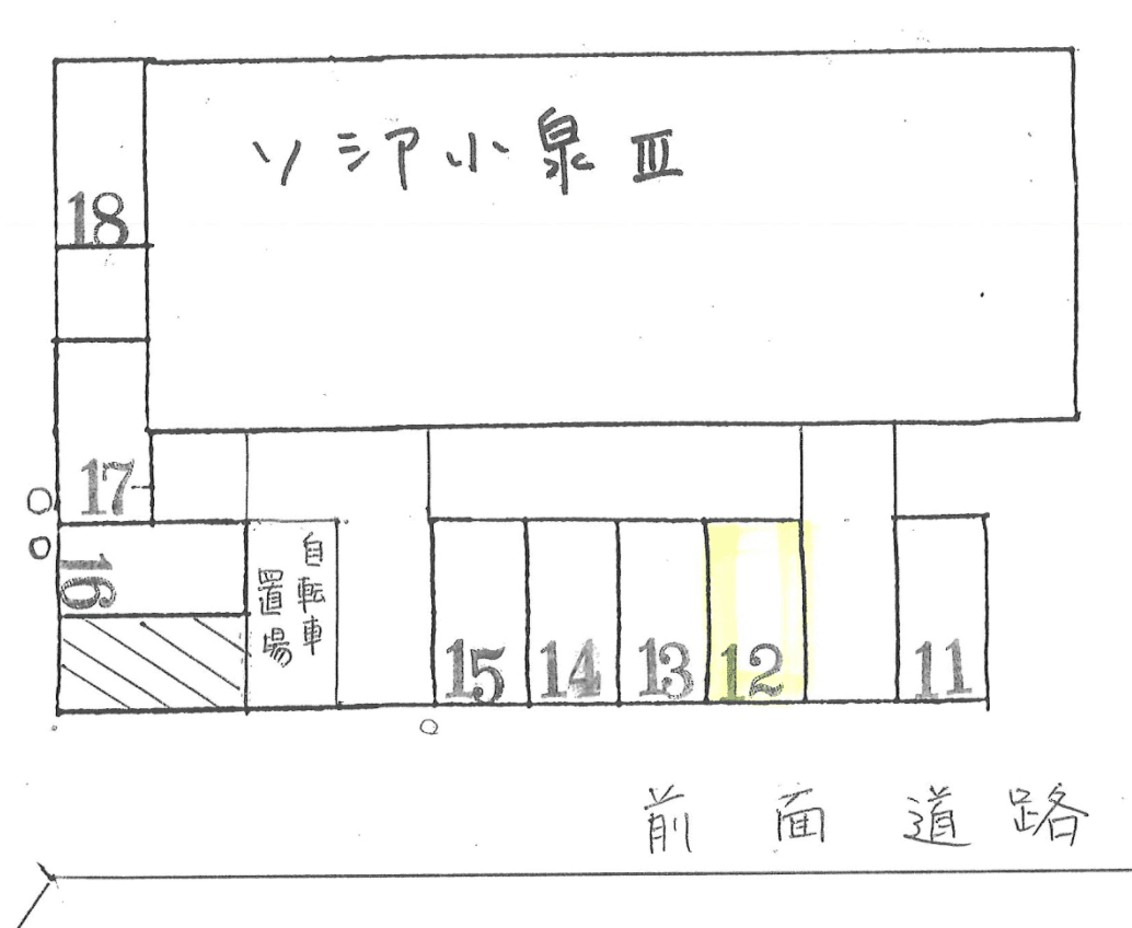 ソシア小泉Ⅲの駐車配置図