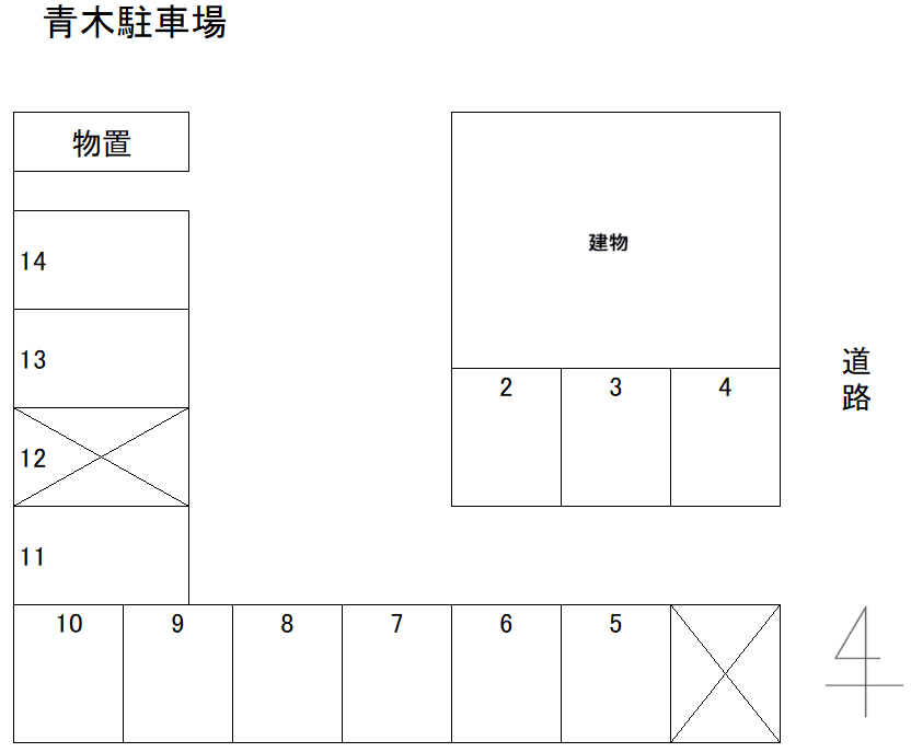 青木駐車場の駐車配置図