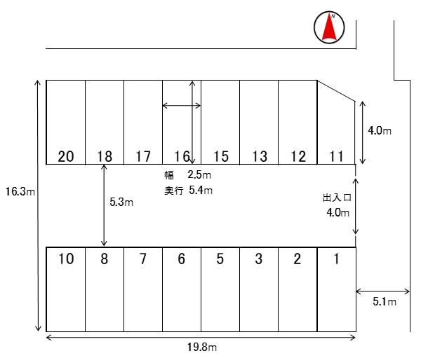 大果モータープールの駐車配置図