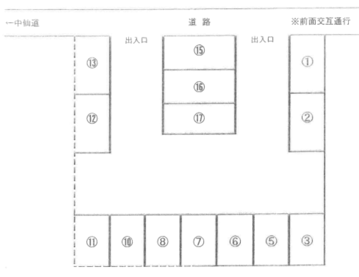 蓮沼町山上駐車場の駐車配置図