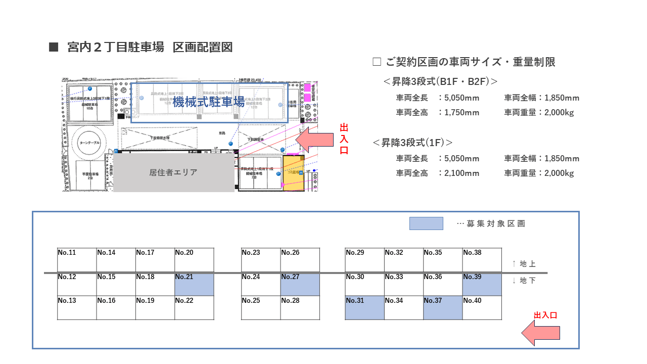 宮内２丁目駐車場の駐車配置図